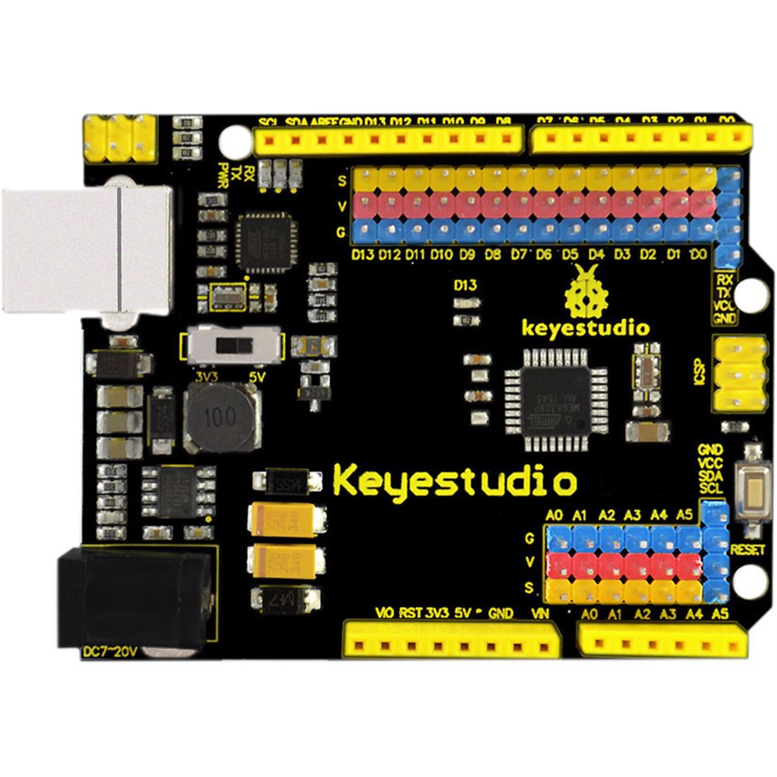 Imagen de una placa Arduino Keyestudio UNO